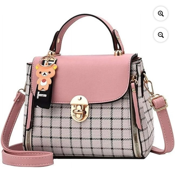 Pink and White Checkered Handbag or crossbody - Picture 1 of 4